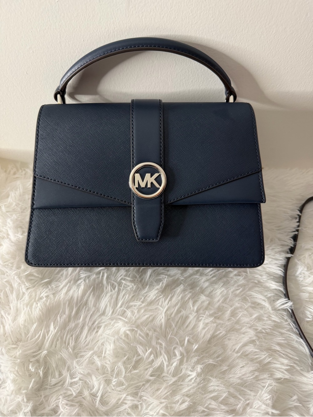 Michael Kors Navy Structured Top-Handle Satchel